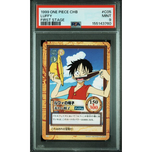 1999 One Piece Carddass Hyper Battle First Stage #C05 Luffy - PSA 9
